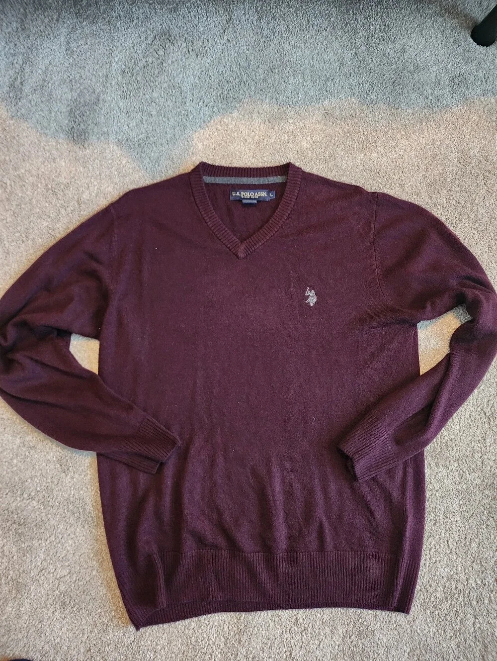U.S. Polo Assn. Men's V-Neck Sweater in Burgundy